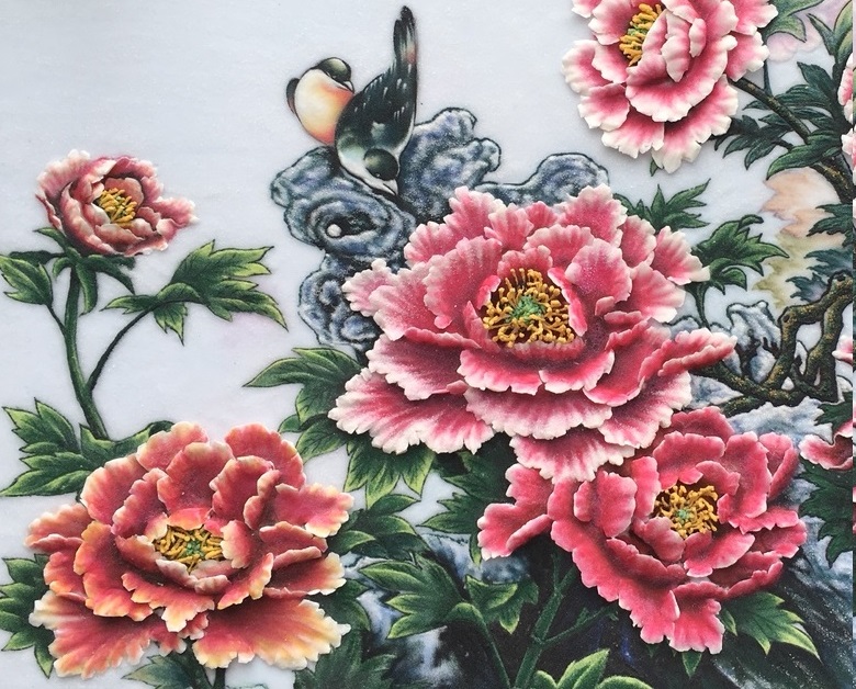 tranh đá quý hoa mẫu đơn